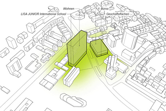 Kompakte Organisation: Öffentlichkeitswirksamen Programme  werden bodennahen angeordnet, um den Stadtboden als gemeinsamen öffentlichen Raum zu aktivieren. © SWA